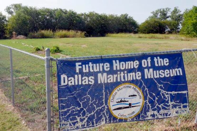
A sign marks the future site of the Dallas Maritime Museum along Riverfront Boulevard. The...