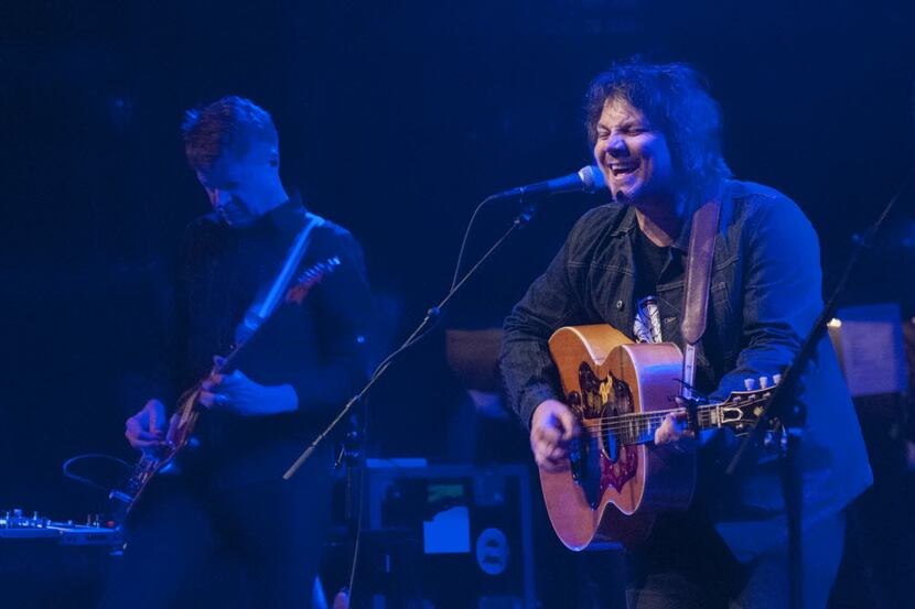 Wilco guitarist Nels Cline and lead singer Jeff Tweedy on stage at McFarlin Auditorium...