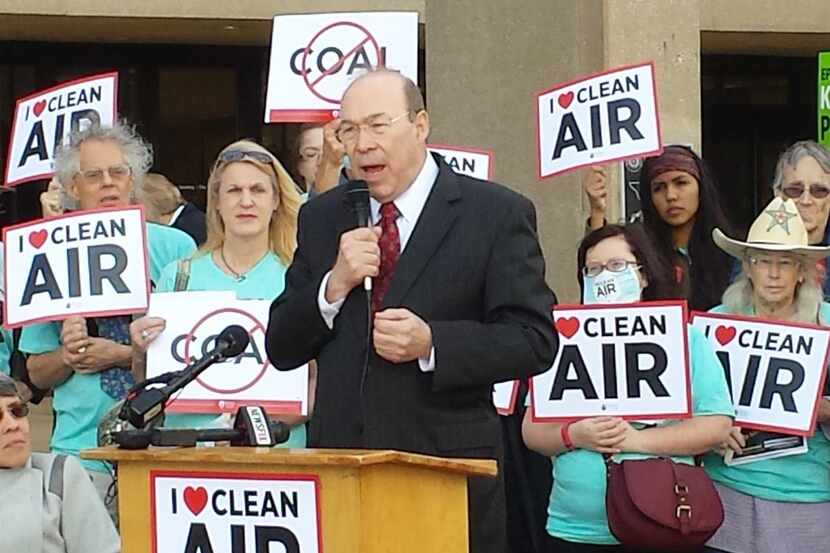
Dr. Robert Haley of Dallas spoke in favor of a tougher ozone standard at a news conference...