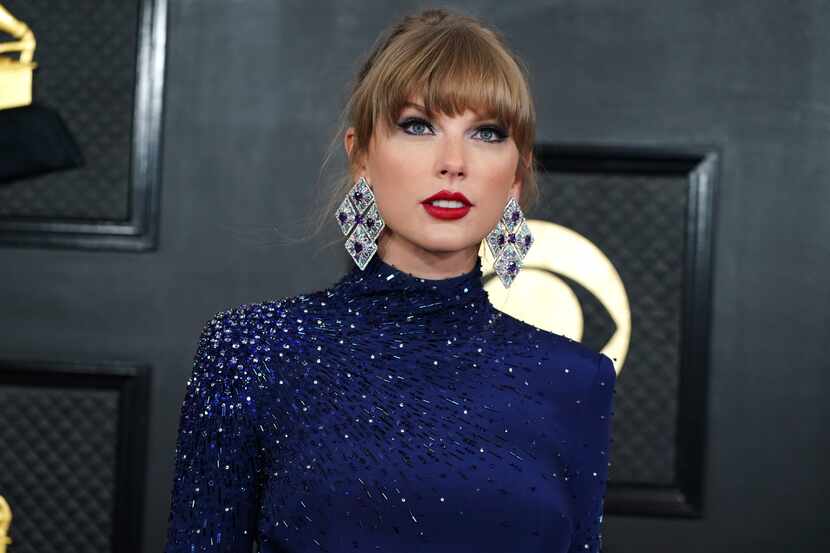 Taylor Swift arrives at the 65th annual Grammy Awards on Feb. 5 in Los Angeles.