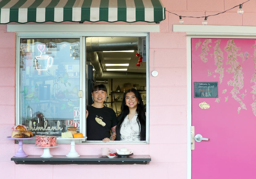 Chef Reyna Duong, left, and her business partner and co-owner Lesley Gueuvara pose inside of...