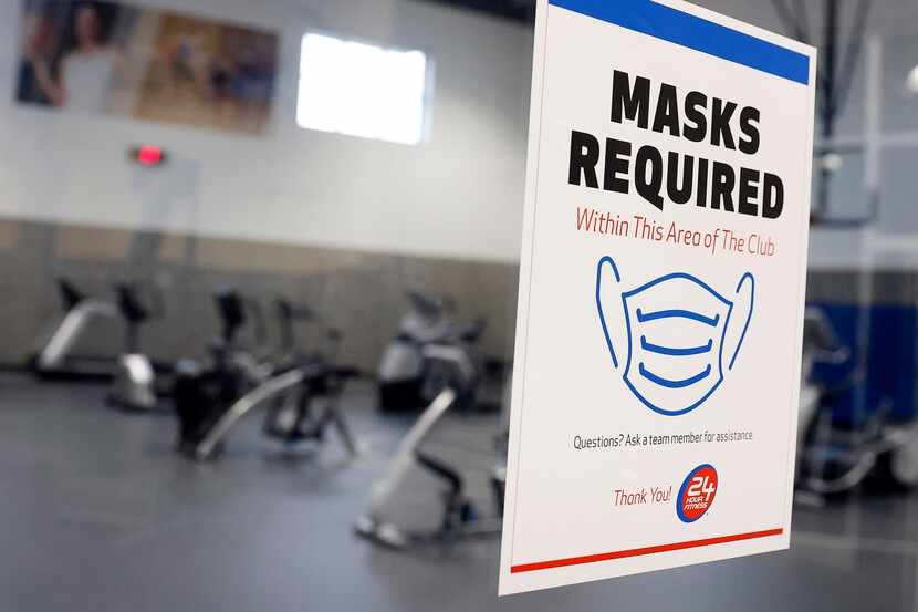The 24 Hour Fitness in McKinney, Texas, set up their gymnasium as a mask only workout area,...