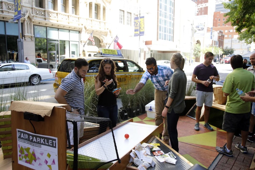 Look for mini "parks" that will pop up along Main Street in downtown Dallas to promote...