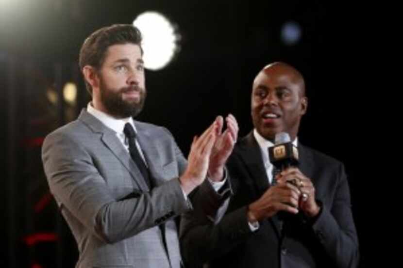  John Krasinski, who plays Jack Silva, applauds the crowd during an interview with Kevin...