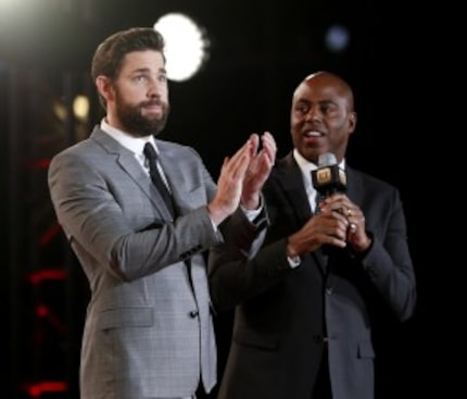  John Krasinski, who plays Jack Silva, applauds the crowd during an interview with Kevin...