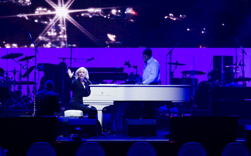 Lady Gaga does a soundcheck before her surprise performance at Deep from the Heart: The One...