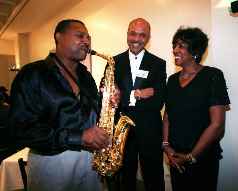 Saxophonist Jeff Aycock (from left) played for Curtis Ransom and Hortense Ransom at the 2002...