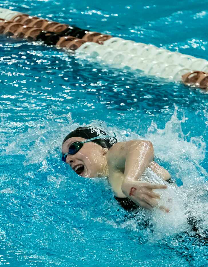 Dallas Woodrow Wilson’s Campbell Chase, competes in the 200 IM during the 2023 UIL Swim &...