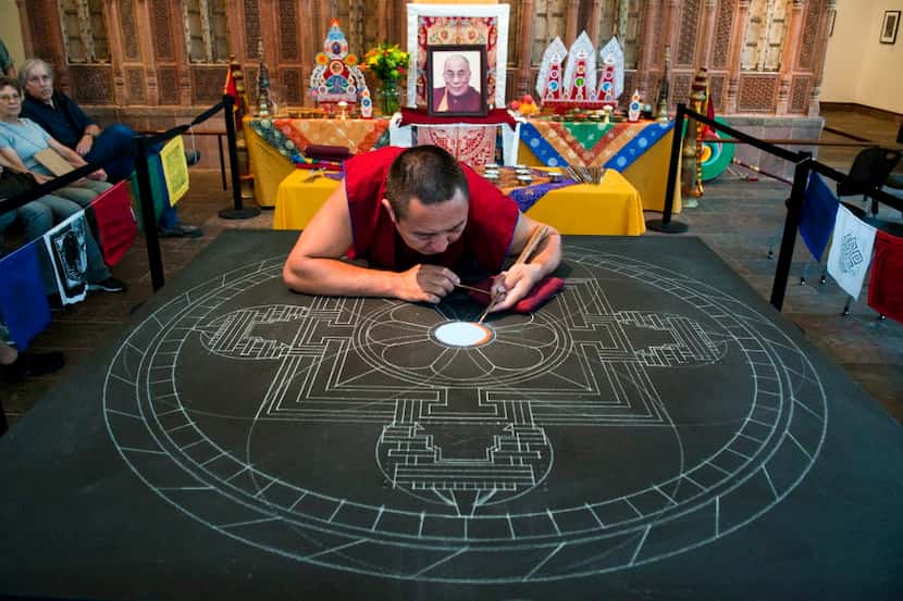 Tibetan Buddhists monks will construct an elaborate mandala as part of the Mystical Arts of...