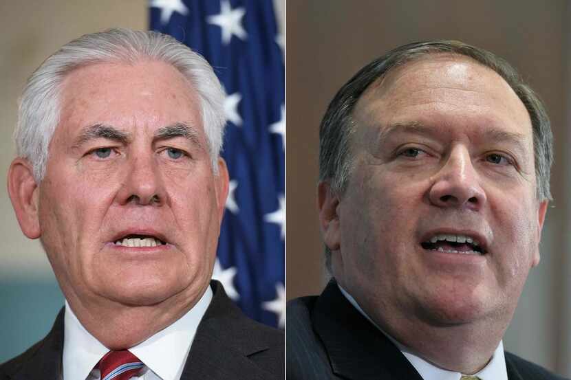 Rex Tillerson (left) will be replaced by CIA director Mike Pompeo as the head of the State...