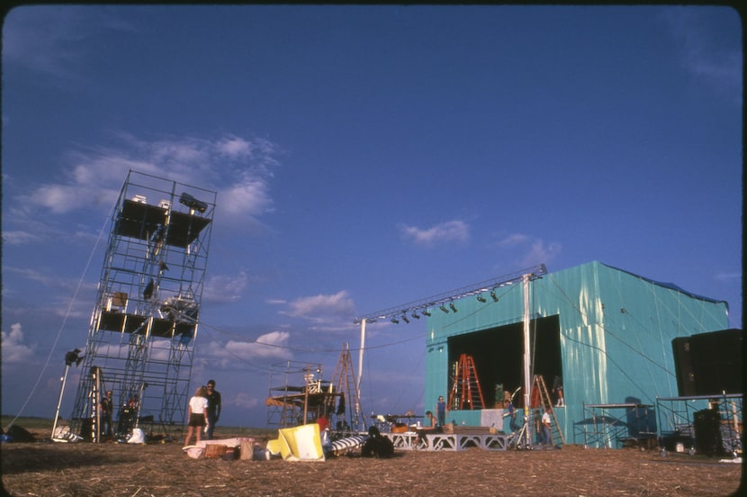 The stage for the "Celebration of Specialness" was in the middle of a large undeveloped...