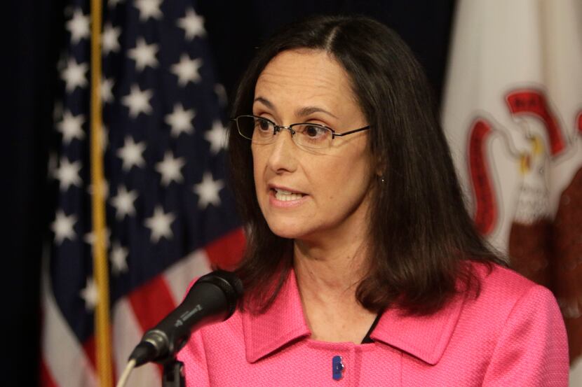 Illinois Attorney General Lisa Madigan speaks during a press conference Monday, July 14,...