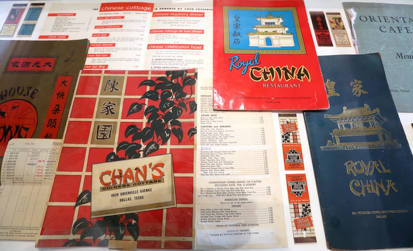 Various menus on display during The Dallas Asian American Historical Society's opening of...