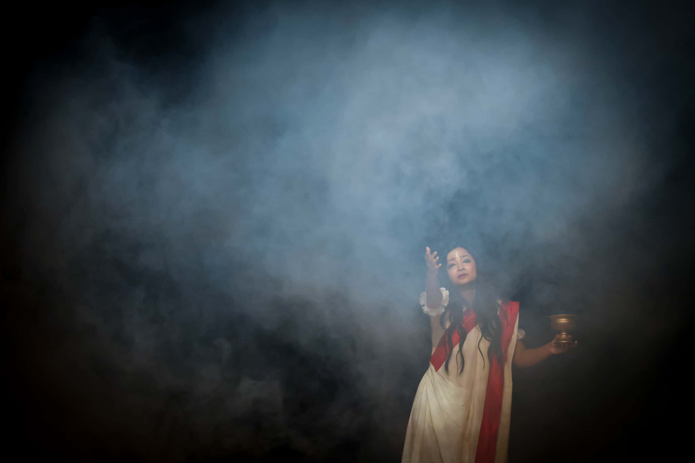 Cast member Arnila Nolok, acts on her role asShakuntala, during the final show of the play...