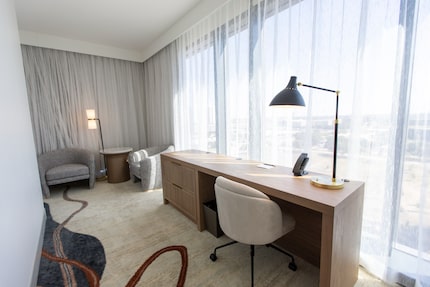 Deluxe Corner King bedrooms at the Hall Park Hotel offer work areas with a view.