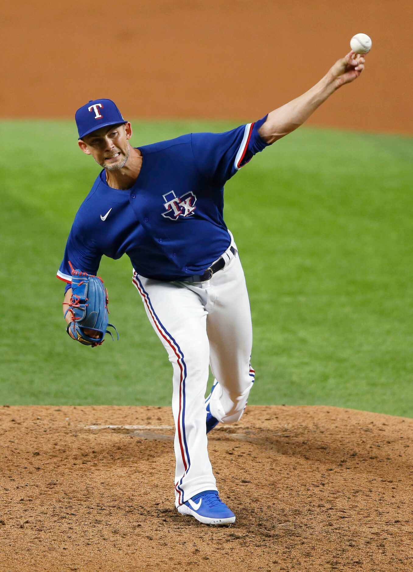 Texas Rangers pitcher Mike Minor (23) pitches during Texas Rangers 2020 Summer Camp at Globe...