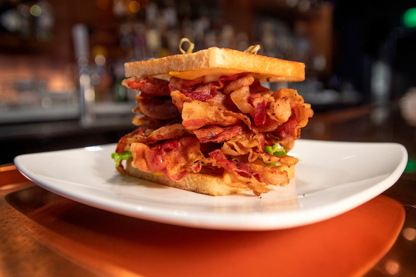 The Blast, a bacon-laden BLT, is shown in 2020 at Bar None.