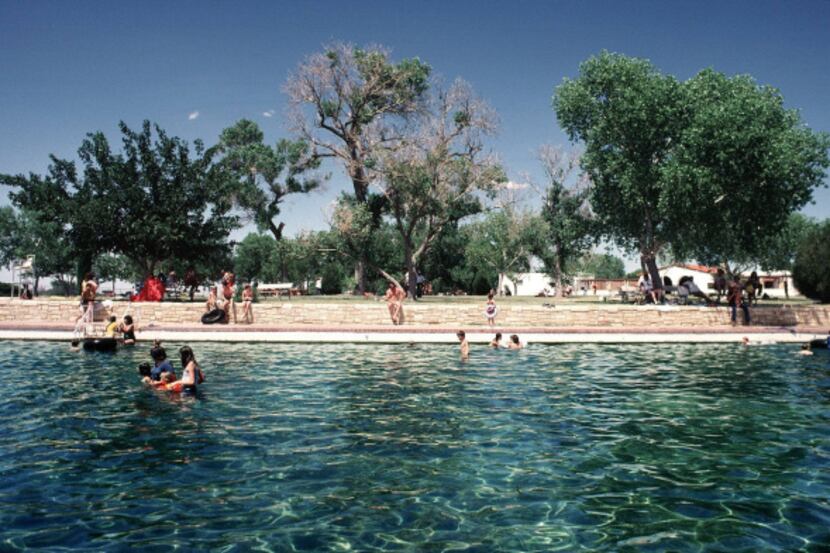 Texas' largest pool, at spring-fed Balmorhea State Park, offers a natural bottom and...
