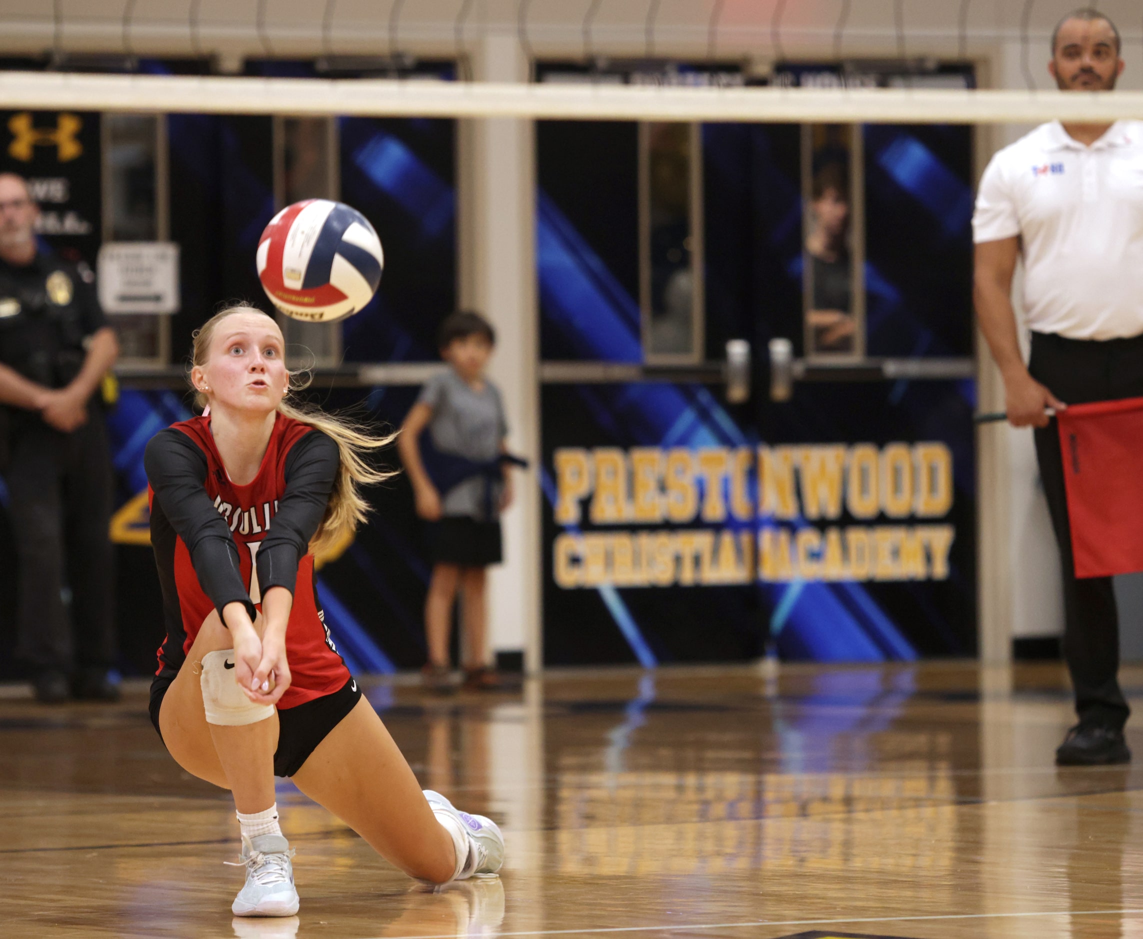 Ursuline player #1 Emma Sorensen dives for the ball during the Ursuline Academy of Dallas...