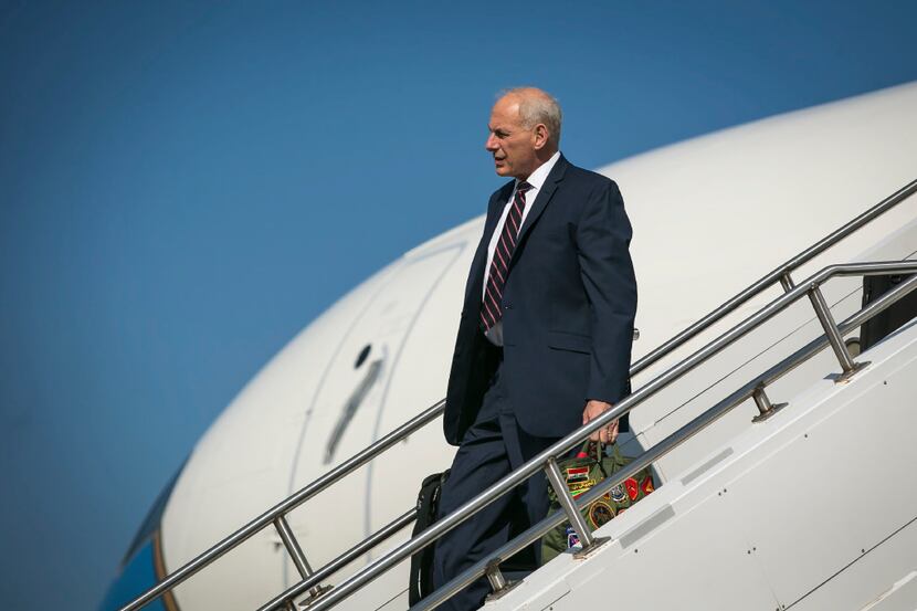 Gen. John Kelly, White House chief of staff, arrived on Air Force One at Morristown...