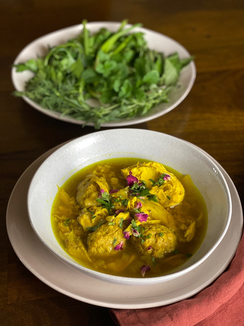 Persian Chicken Soup with Chickpea and Lamb Meatballs