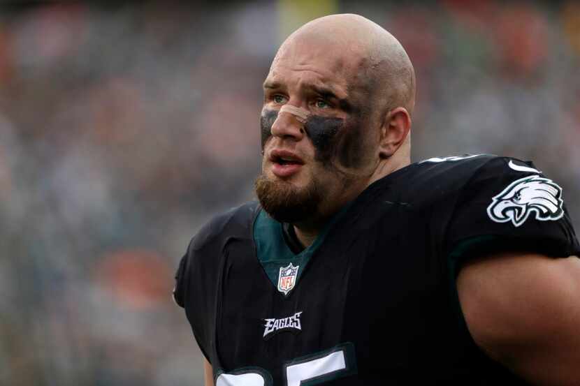Philadelphia Eagles' Lane Johnson is seen during the second half of an NFL football game...