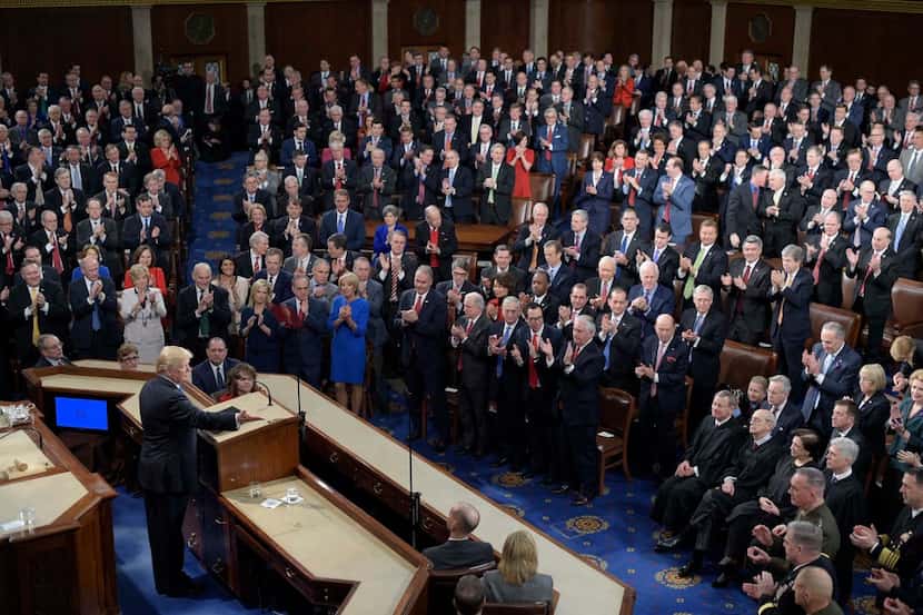 President Donald Trump delivers the State of the Union speech in the House chamber of the...