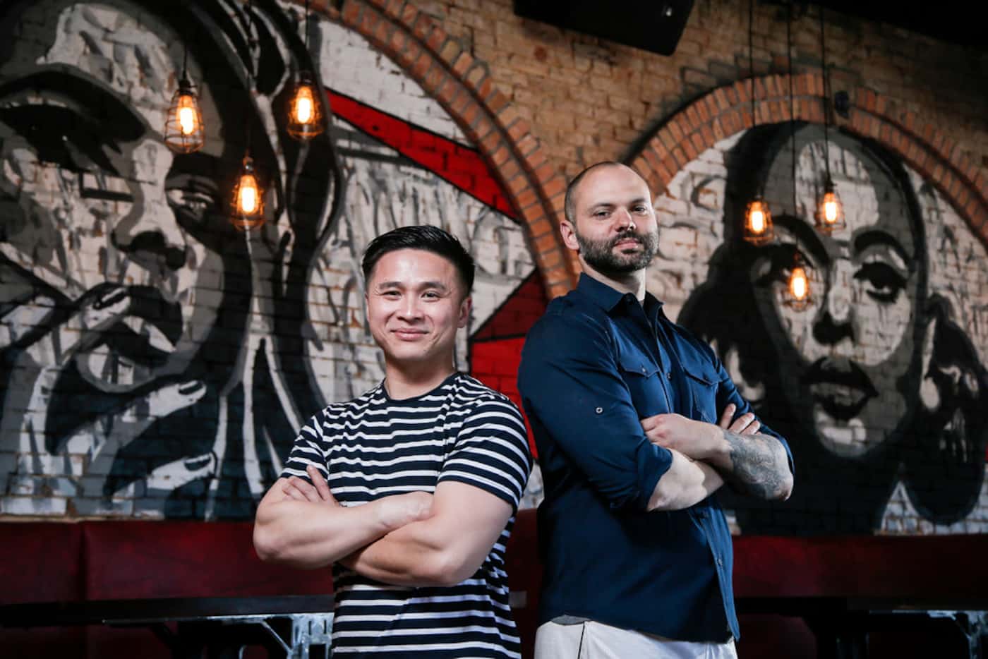 Co-Owners Tan Mai, left, and Alex Hines pose for a photo at Off The Cuff in Deep Ellum,...