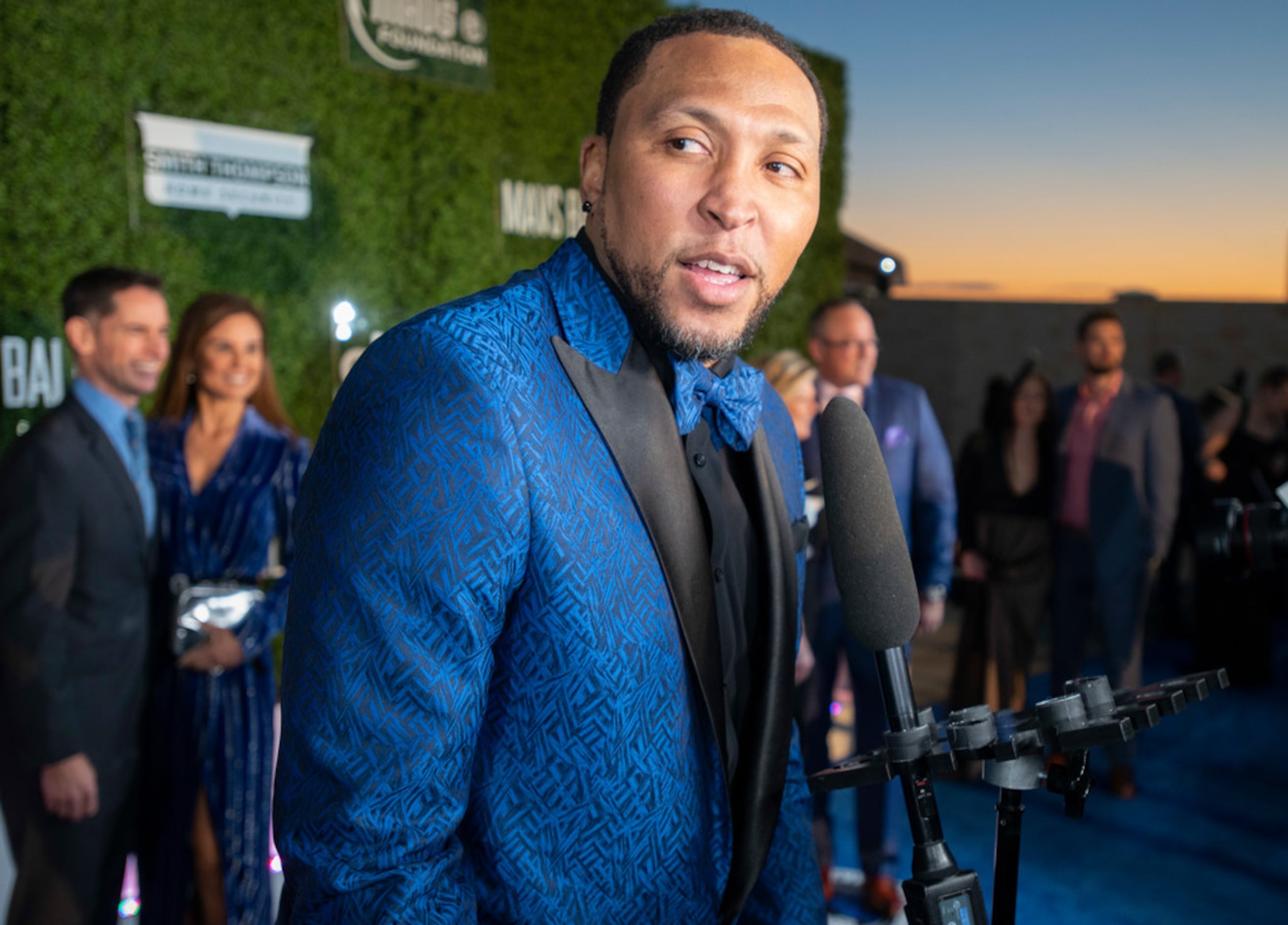 Former Mavs player Shawn Marion pauses on the blue carpet prior to the Mavs Ball at Million...