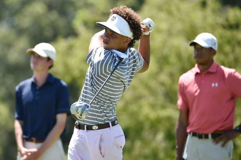 PeriDon Castille tees off on the 18th tee during the Dallas City Junior Golf Championships...