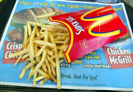 A Super Size order of McDonald's french fries is shown September 3, 2002 at a restaurant in...