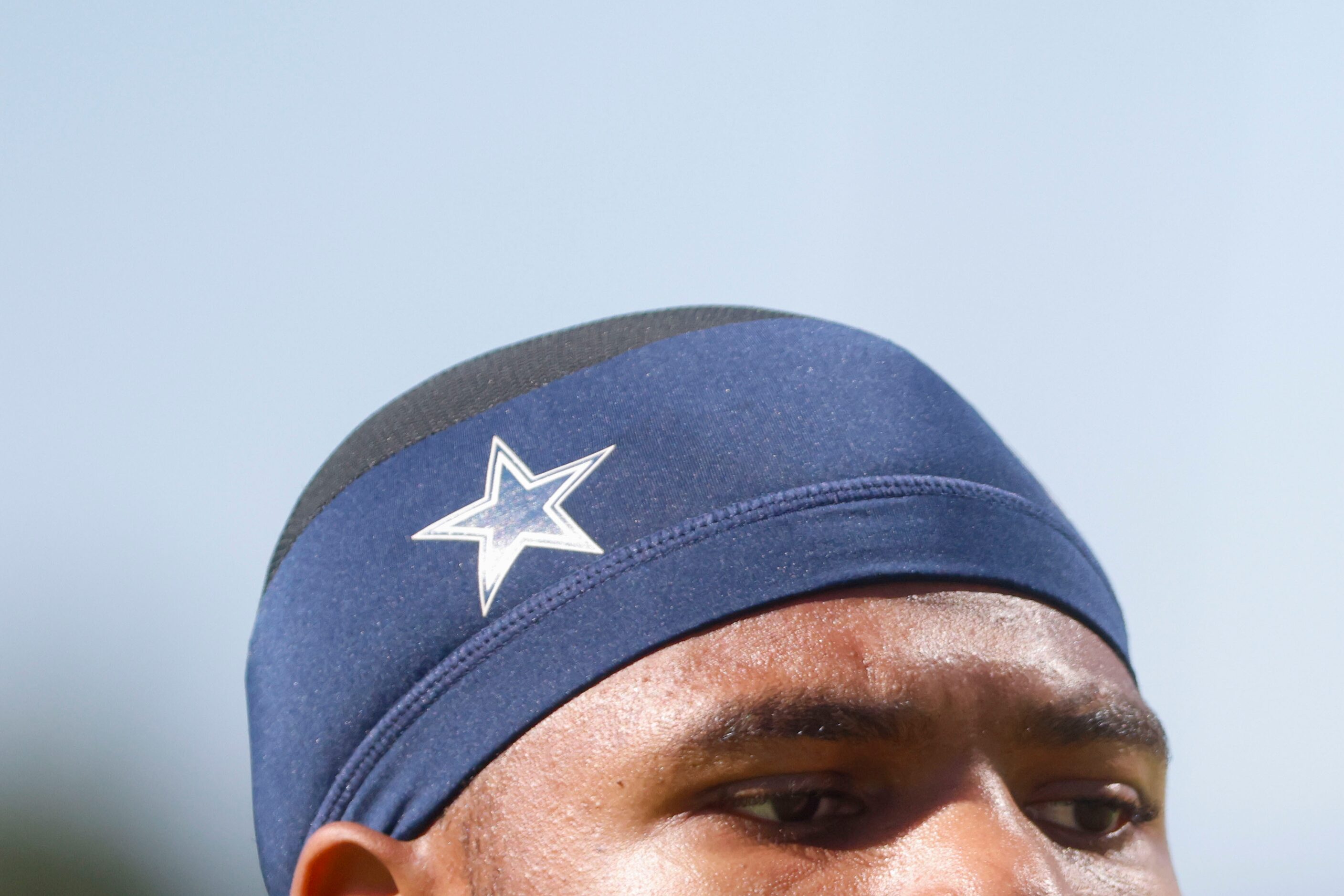 The headband of Dallas Cowboys linebacker Micah Parsons during a team practice on Wednesday,...