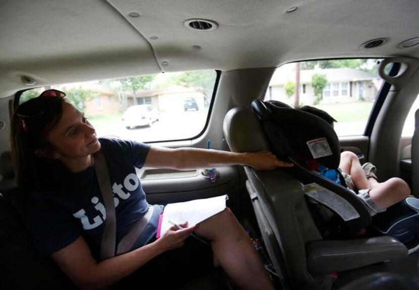 
Melissa Nast goes over lines with Cash Singleton, 5, as they prepare to make an educational...