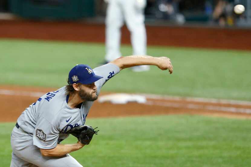 Los Angeles Dodgers starting pitcher Clayton Kershaw (22) pitches in a game against the...