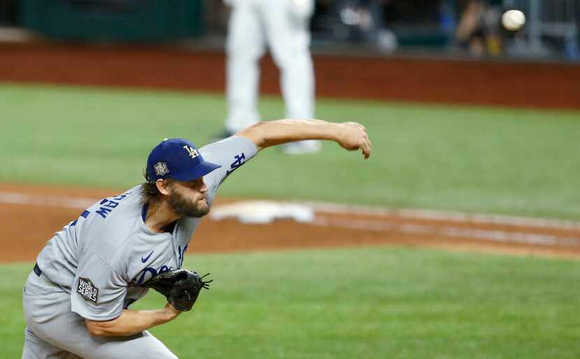 Dodgers starting pitcher Clayton Kershaw pitches against the Rays during the sixth inning of...