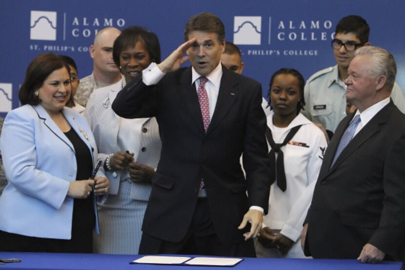State Sen. Leticia Van De Putte (left), D-San Antonio, said Rick Perry works easily on...