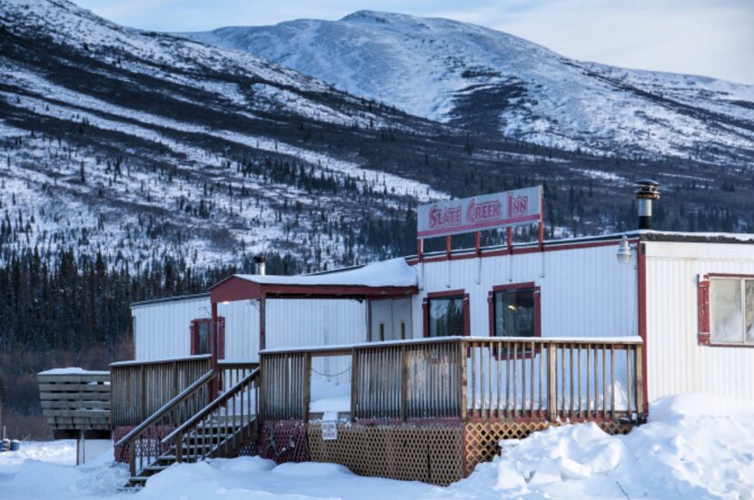 Coldfoot's Slate Creek Inn offers 52 rooms in a prefab motel that resembles a string of...