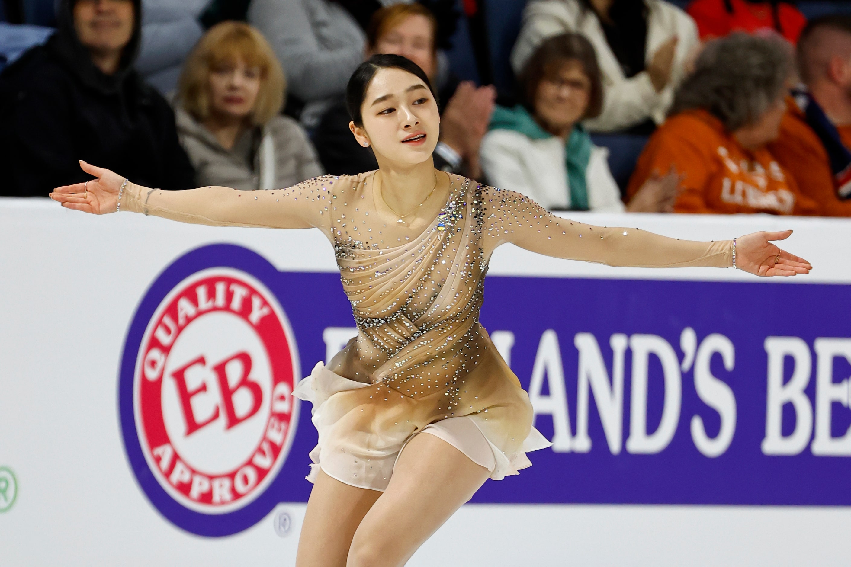 Seoyeong Wi, of South Korea, competes in the women's short program during the Skate America...