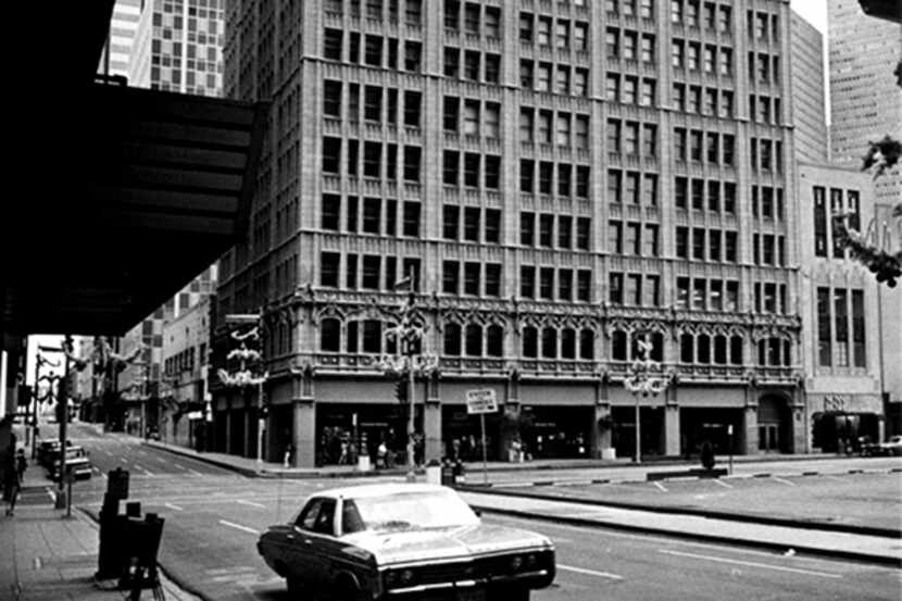 A photograph of the Kirby Building at Main and Akard streets in downtown Dallas, shot Nov....