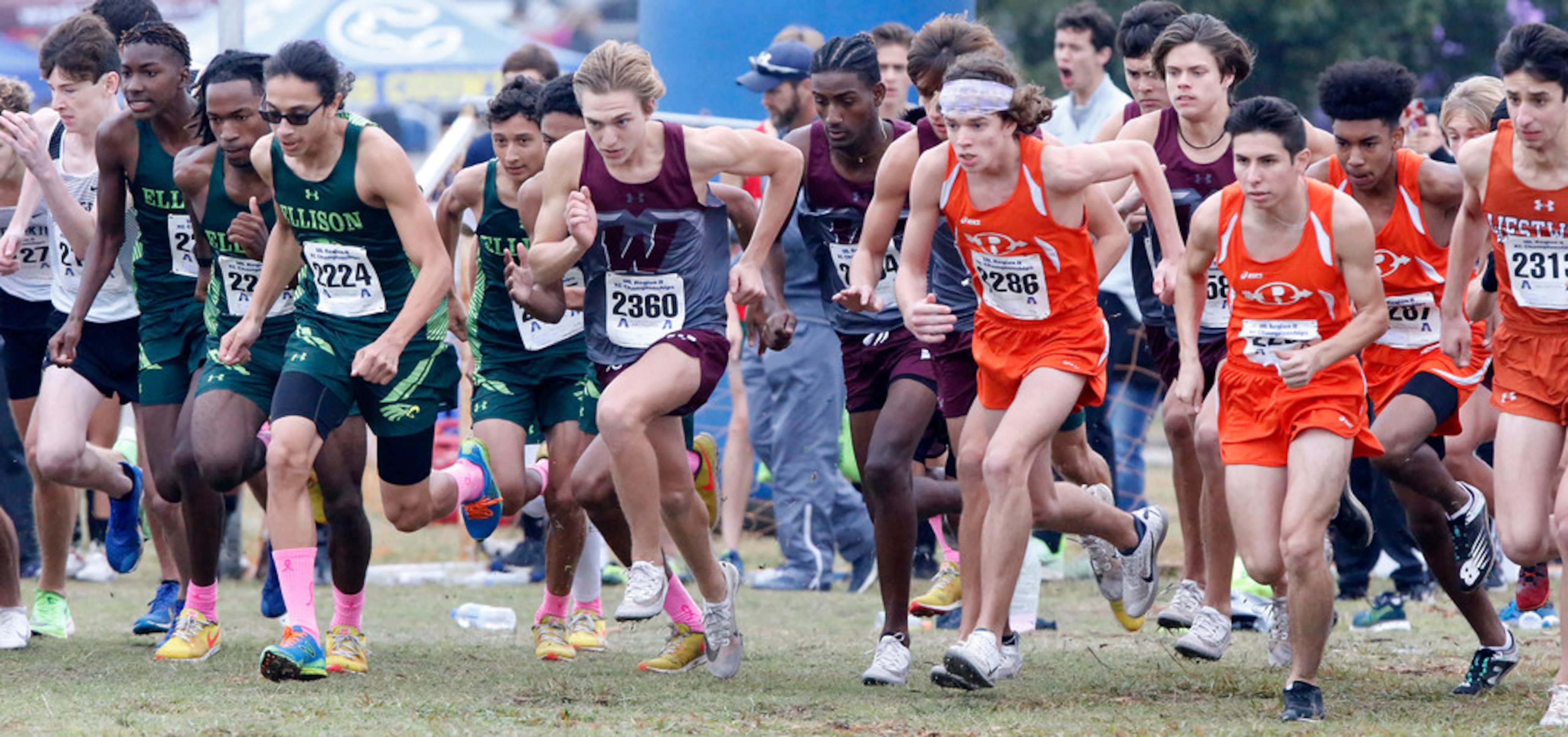 Wylie High School's Luke Lambert (2360) takes off from the starting line in the boys 6A...