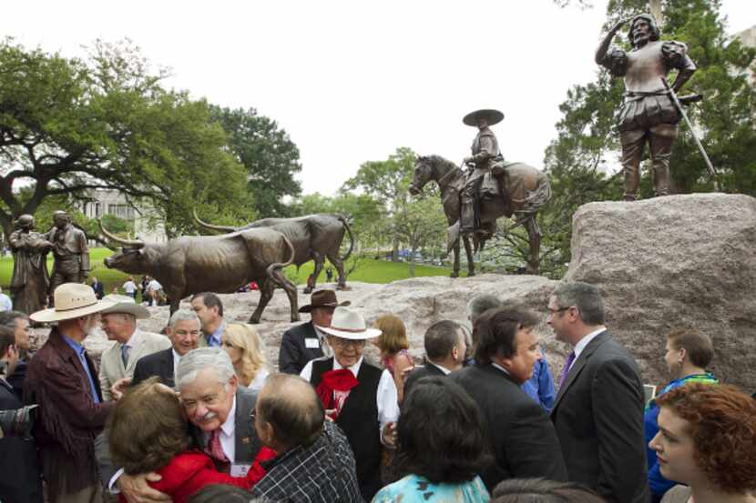 The Tejano Monument was unveiled on the south lawn of the Capitol for dignitaries...