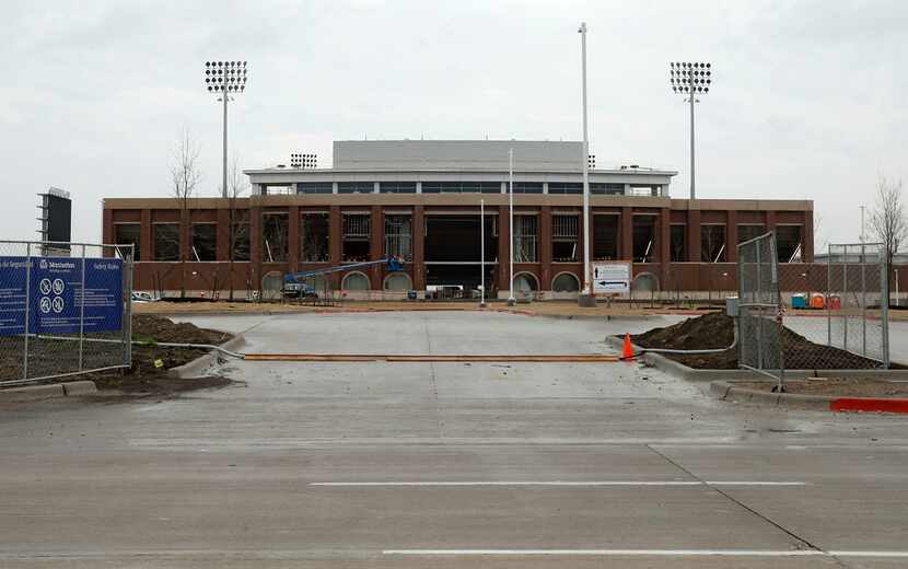 Construction continues at McKinney ISD stadium in McKinney on Wednesday.