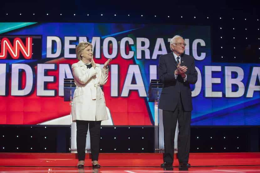  2016 Democratic presidential candidates Hillary Clinton, former Secretary of State, left,...