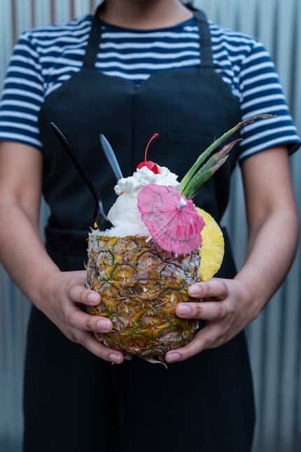 The pina alotta is made with house made pineapple and coconut syrup, whipped cream and...