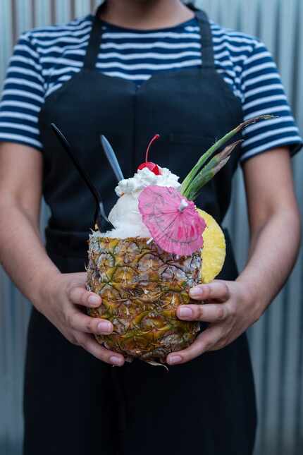 The pina alotta is made with house made pineapple and coconut syrup, whipped cream and...