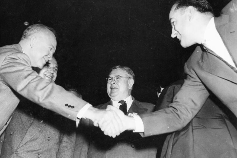 Dwight D. Eisenhower, campaigning in Milwaukee on Oct. 3, 1952, tried unsuccessfully to...
