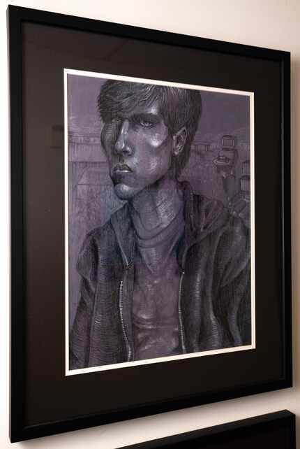 An untitled self-portrait by Grant Halliburton at age 17 is on display at the Grant...