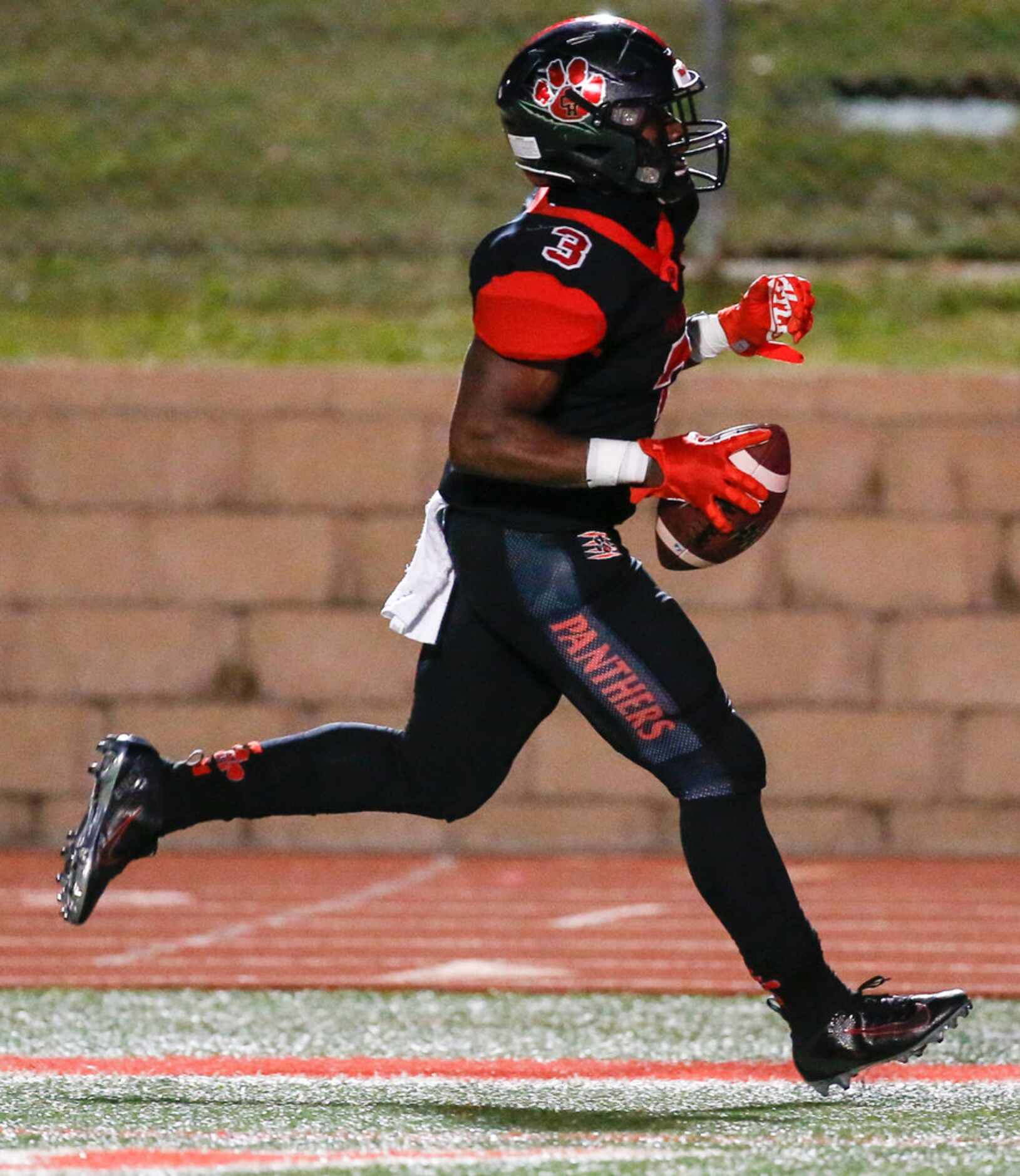 Colleyville Heritage wide receiver Isaac Shabay (3) receives a pass over Birdville defensive...