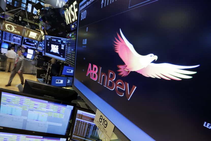 The symbol for AB InBev appeared on the floor of the New York Stock Exchange in this file...