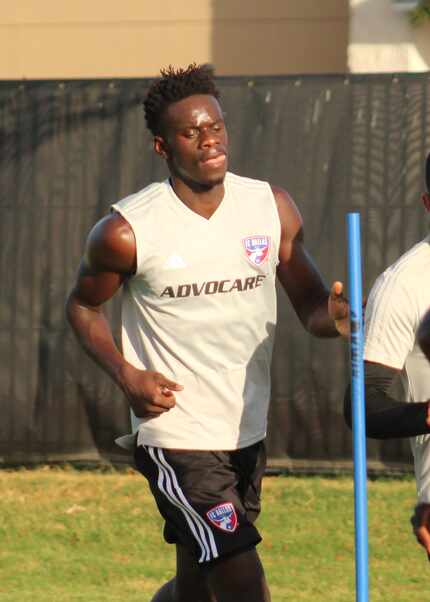 Toyota Soccer Center (Frisco, TX): FC Dallas striker Dominique Badji running laps in practice.